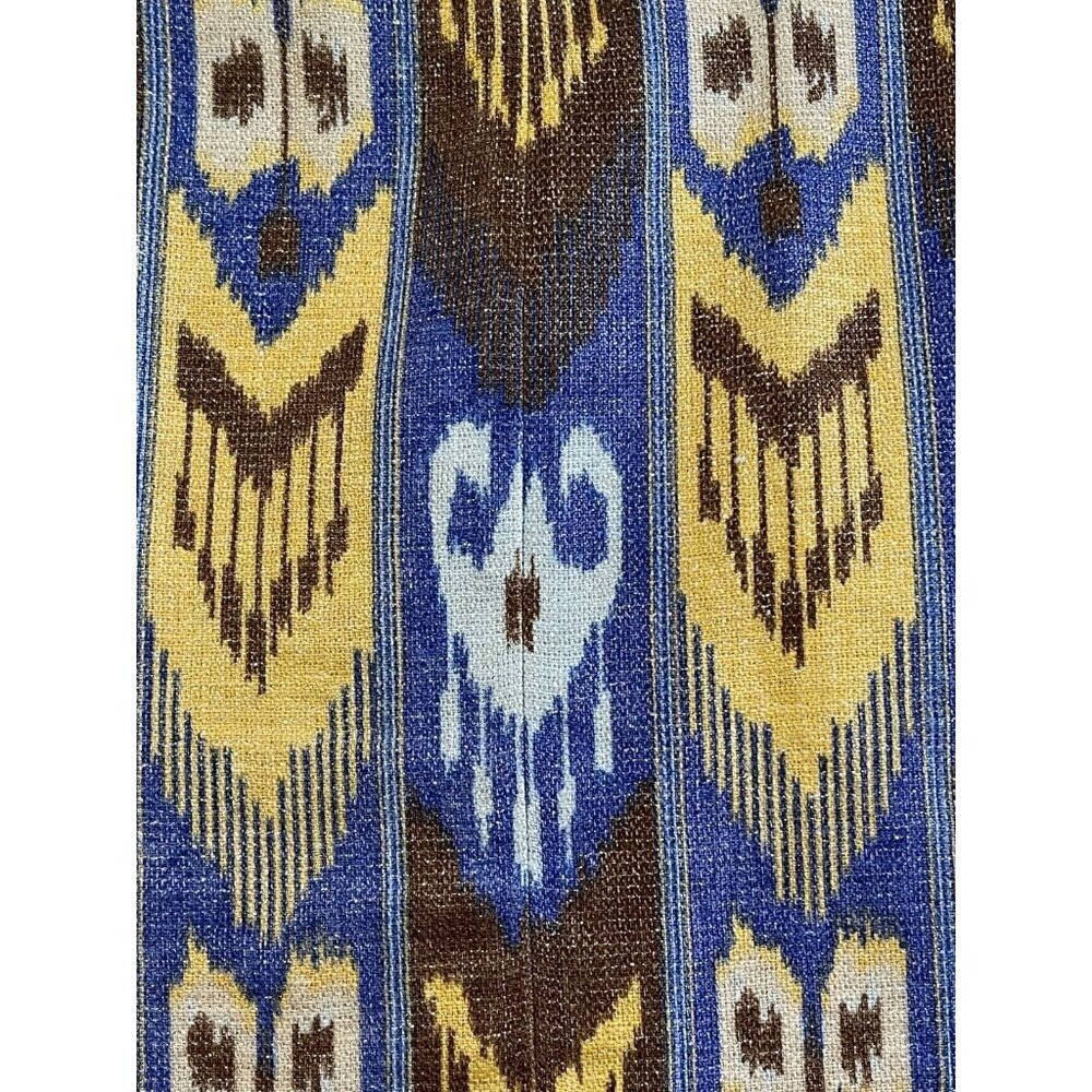 Tory Burch Ikat Linen Blend Pleated Skirt Blue Yellow Brown 8 - Picture 7 of 8